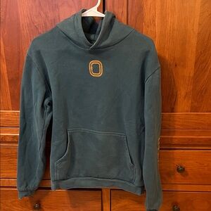 Green Overtime hoodie with bronze/ gold lettering